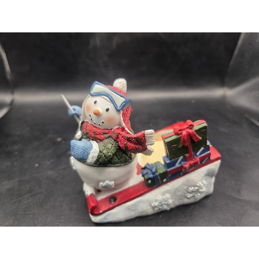 Yankee Candle Skiing Snowman Votive Tealight Candle Holder RETIRED